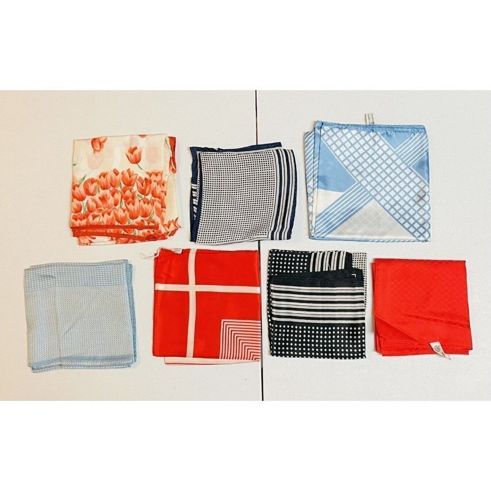 7 Vintage Baar And Beards Womens Square Designer Colorful Floral Dots Scarves